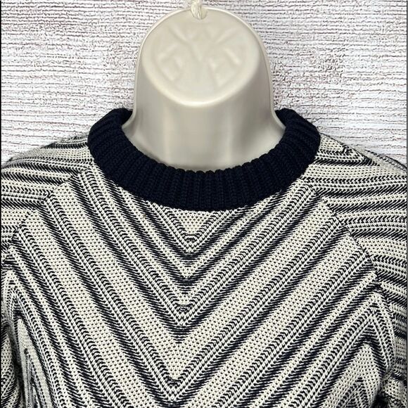 TORY BURCH Cotton Wool Striped Crew Neck Sweater Pullover - Picture 3 of 9